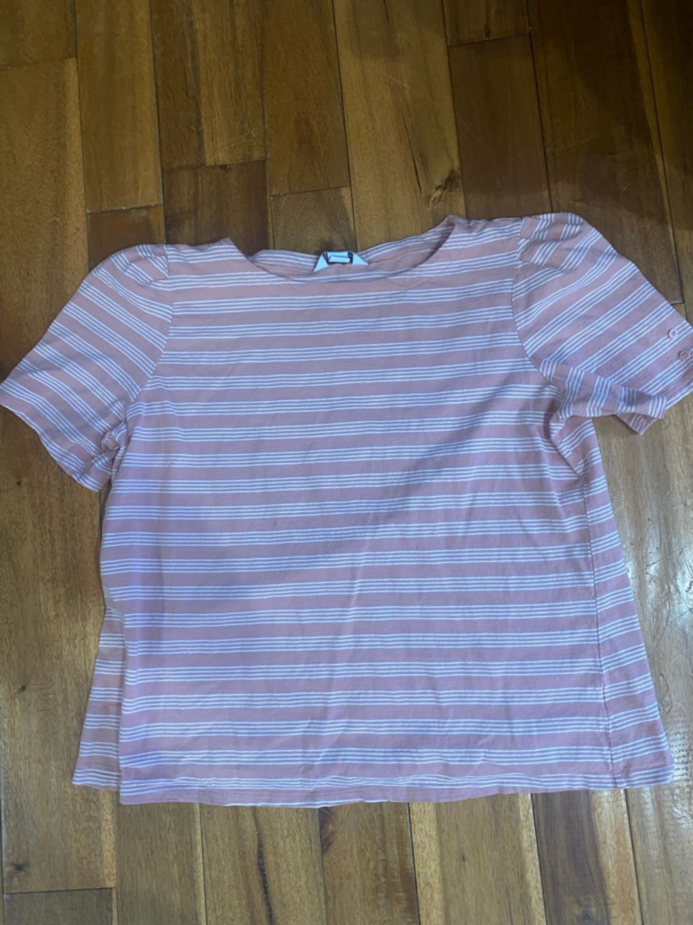 Liz Claiborne Pink and White Striped Short-Sleeve Tee